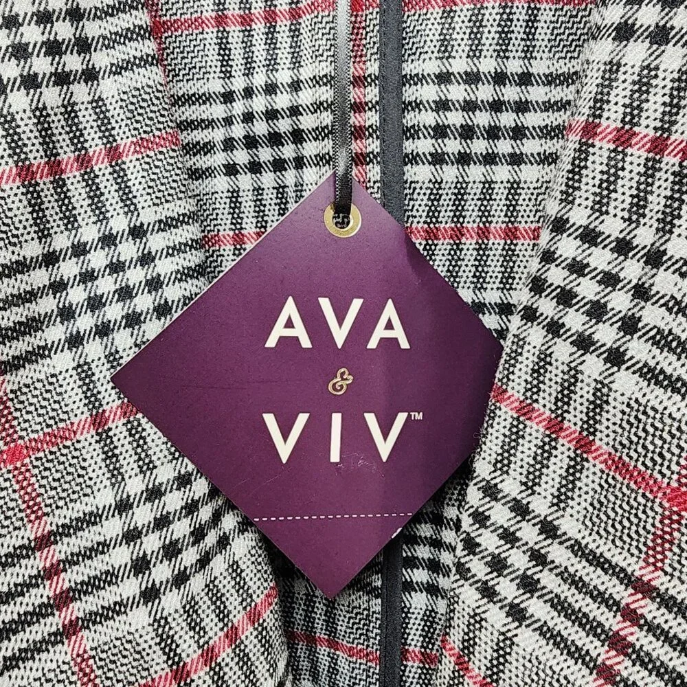 Ava & Viv Women's Checkered Blazer - Black and Red - Picture 3 of 6